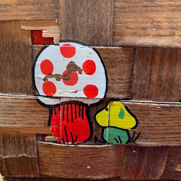Vintage - Caro Nan - Basket Purse Painted Mushrooms Ladybug - Picture 10 of 15